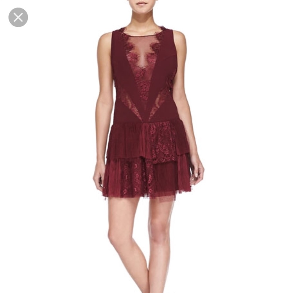 Free people red black dove lace mesh dress 0 - Picture 10 of 11